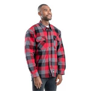 Berne Red Plaid Insulated Lumberjack Quilt Lined Flannel Shirt Jacket Coat XL